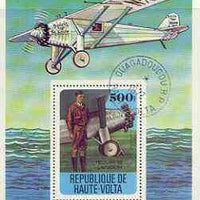 Upper Volta 1978 History of Aviation perf m/sheet (Spirit of St Louis) cto used, SG MS 480