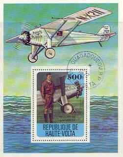 Upper Volta 1978 History of Aviation perf m/sheet (Spirit of St Louis) cto used, SG MS 480