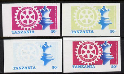 Tanzania 1986 World Chess/Rotary 20s set of 4 imperf progressive colour proofs comprising single & multiple colours incl all 4 colours as issued unmounted mint (as SG 461)*