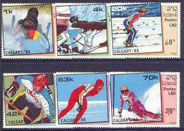 Laos 1988 Calgary Winter Olympics (2nd issue) perf set of 6 unmounted mint, SG 1046-51