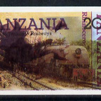Tanzania 1985 Railways 20s (SG 432) IMPERF printed over 1986 Rhinocerous 20s (SG 481) a remarakable item,unmounted mint
