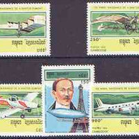 Cambodia 1993 120th Birth Anniversary of Alberto Santos-Dumont (aviator) perf set of 5 unmounted mint, SG 1312-16