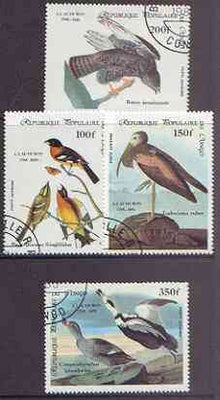 Congo 1985 Birth Bicentenmary of John Audubon (Birds) perf set of 4 cto used, SG 985-88*