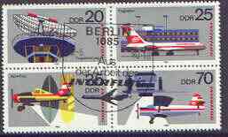Germany - East 1980 Aerosozphilex 1980 Airmail Exhibition se-tenant block of 4 fine used, SG E2236a