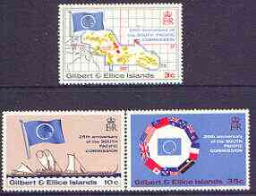 Gilbert & Ellice Islands 1972 25th Anniversary of South Pacific Commission perf set of 3 unmounted mint, SG,196-988