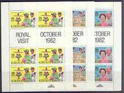 Kiribati 1982 Royal Visit perf set of 3 each in unmounted mint sheetlets of 6 plus 2 labels, SG 193-95