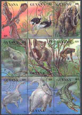 Guyana 1993 Dinosaurs perf set of 9 cto used