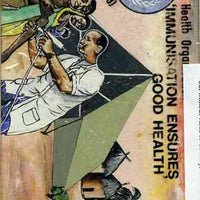 Nigeria 1988 World Health Organisation 40th Anniversary - original hand-painted artwork by NSP&MCo Staff Artist Clement O Ogbebor, similar to issued 10k value but without value or Country, on card 8.25" x 5",