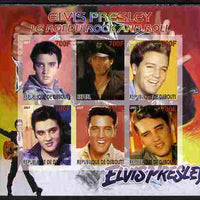 Djibouti 2007 Elvis Presley - King of Rock 'n' Roll #1 imperf sheetlet containing 6 values unmounted mint. Note this item is privately produced and is offered purely on its thematic appeal