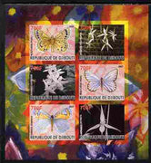 Djibouti 2007 Butterflies & Orchids #5 imperf sheetlet containing 6 values unmounted mint. Note this item is privately produced and is offered purely on its thematic appeal