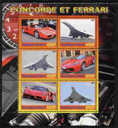 Benin 2007 Concorde & Ferrari #2 perf sheetlet containing 6 values unmounted mint. Note this item is privately produced and is offered purely on its thematic appeal