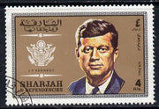 Sharjah 1969 J F Kennedy 4r from Prominent Persons set of 12, very fine cto used, Mi 536*