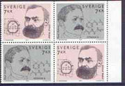 Sweden 1997 Nobel Prize booklet pane containing two sets of 2 values unmounted mint, SG 1947a