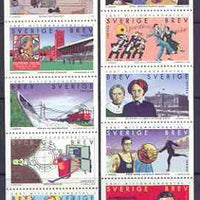 Sweden 1998 The Twentieth Century (1st issue) booklet pane containing complete set of 10 values unmounted mint, SG 1993a