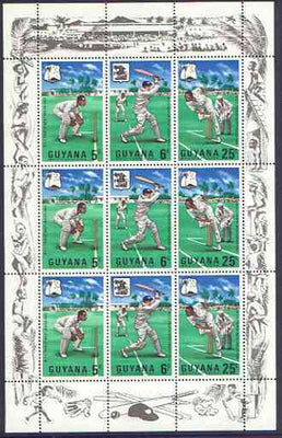 Guyana 1968 MCC's West Indies Tour perf sheetlet containing 3 strips of 3 unmounted mint, as SG 445a