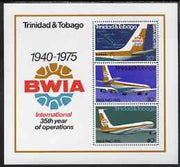 Trinidad & Tobago 1975 British West Indies Airways perf m/sheet unmounted mint, SG MS 464