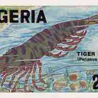 Nigeria 1988 Shrimps - original hand-painted artwork for 20k value (Tiger Shrimp) by Godrick N Osuji on card 8.5" x 5" endorsed B1