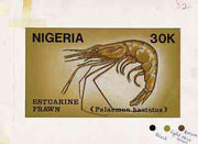 Nigeria 1988 Shrimps - original hand-painted artwork for 30k value (Estuarine Prawn) by NSP&MCo Staff Artist Samuel A M Eluare similar to issued design on card 8.5" x 5" endorsed D2
