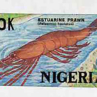 Nigeria 1988 Shrimps - original hand-painted artwork for 30k value (Estuarine Prawn) by Godrick N Osuji on card 8.5" x 5" endorsed D1