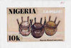 Nigeria 1989 Musical Instruments - original hand-painted artwork for 10k value (Tambari) by Godrick N Osuji on card 8.5" x 5" endorsed A1
