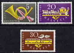 Switzerland 1949 Centenary of Federal Post perf set of 3 unmounted mint, SG 500-502
