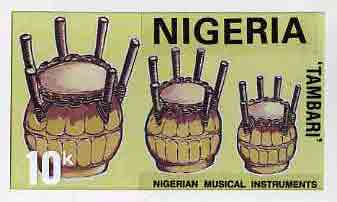 Nigeria 1989 Musical Instruments - original hand-painted artwork for 10k value (Tambari) by unknown artist on board 8.5
