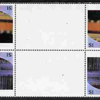 Tuvalu - Nui 1986 Royal Wedding (Andrew & Fergie) $1 with 'Congratulations' opt in silver in unissued perf tete-beche inter-paneau block of 4 (2 se-tenant pairs) unmounted mint from Printer's uncut proof sheet