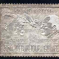 Guinea - Conakry 1972 Martyrs for Peace (John & Robert Kennedy & Martin Luther King) perf 300f embossed in silver foil unmounted mint, SG 755