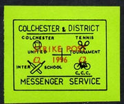 Cinderella - Great Britain 1996 Colchester & District Messenger Service imperf label (black on green) showing Football, Tennis, Cricket & Bicycle opt'd Strike Post £2 1996 unmounted mint