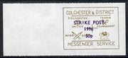 Cinderella - Great Britain 1996 Colchester & District Messenger Service rouletted label (gold on white) showing Football, Tennis, Cricket & Bicycle opt'd Strike Post 50p 1966 (tete-beche pairs price x 2) unmounted mint