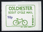 Cinderella - Great Britain 1994 Colchester Cycle Mail Scout Post 10p self-adhesive label in green & blue (tete-beche pairs price x 2)