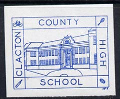Cinderella - Great Britain 1989 Clacton County High School Private Post imperf label (blue on white) showing Rugby Ball, Tennis Racket, Cricket Bat & Bicycle unmounted mint (tete-beche pairs price x 2)