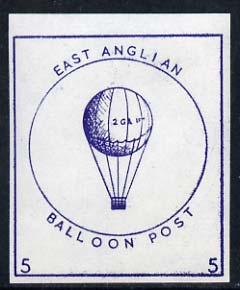 Cinderella - Great Britain 1990c East Anglian Balloon Post imperf label in blue value 5 unmounted mint