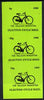 Cinderella - Great Britain 1989 Clacton Cycle Mail 50p imperf gummed label (black on green) showing Raleigh Roadster vert strip of 3, upper label with 5 omitted (0p)