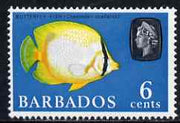 Barbados 1965 Butterflyfish 6c def (wmk upright) unmounted mint SG 327