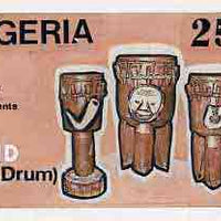 Nigeria 1989 Musical Instruments - original hand-painted artwork for 25k value (Ibid slit drum) by Godrick N Osuji on card 8.5" x 5" endorsed C1