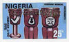 Nigeria 1989 Musical Instruments - original hand-painted artwork for 25k value (Ibid slit drum) by unknown artist on board 8.5" x 5" endorsed C2