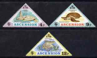 Ascension 1973 Turtles triangular perf set of 3 unmounted mint, SG 171-73