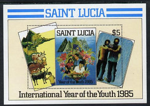 St Lucia 1985 Int Youth Year $5 m/sheet (SG MS 845),unmounted mint