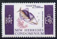 New Hebrides - English 1963-72 Painted Triggerfish 25c from def set unmounted mint, SG 102