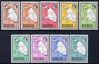 Barbuda 1968-70 Maps - the 9 values from definitive set (0.5c to 15c) unmounted mint SG 12-20