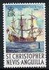 St Kitts-Nevis 1970-74 English Two-decker Warship 1c,from def set unmounted mint, SG 207