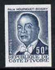 Ivory Coast 1974 Pres Houphouet-Boigny (politician & physician) 50c imperf colour trial in grey-blue unmounted mint as SG 895