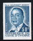Ivory Coast 1974 Pres Houphouet-Boigny (politician & physician) 50c imperf colour trial in turqu-blue unmounted mint as SG 895