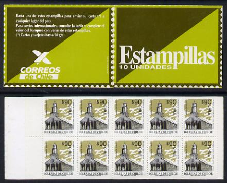 Booklet - Chile 1993 900p booklet containing pane of 10 x 90p Quehui Church (SG 1513)