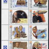 Micronesia 1995 Pioneers of Flight (6th series) perf set of 8 in se-tenant block unmounted mint, SG 441a