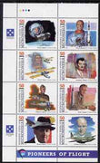 Micronesia 1994 Pioneers of Flight (4th series) perf set of 8 in se-tenant block unmounted mint, SG 395a