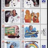 Micronesia 1994 Pioneers of Flight (3rd series) perf set of 8 in se-tenant block unmounted mint, SG 364a