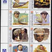 Micronesia 1993 Pioneers of Flight (2nd series) perf set of 8 in se-tenant block unmounted mint, SG 322a