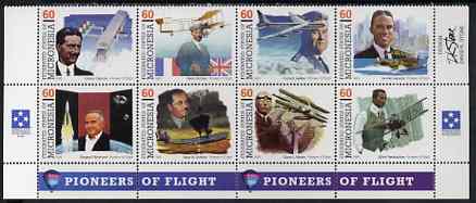 Micronesia 1996 Pioneers of Flight (8th series) perf set of 8 in se-tenant block unmounted mint, SG 514a